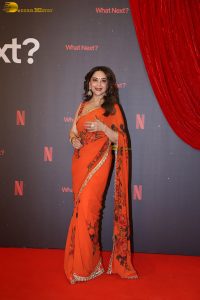 actress madhuri dixit beautiful in a orange red saree