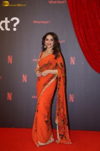 actress madhuri dixit beautiful in a orange red saree