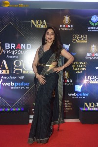 Madhuri Dixit dressed in black at an awards function