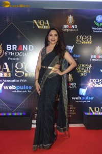 Madhuri Dixit dressed in black at an awards function