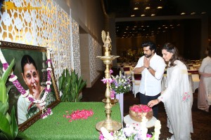 Family and friends including Ram Charan Teja and Upasana Kamineni attend the 12th day rituals of Mahesh Babu's mother Indira Devi