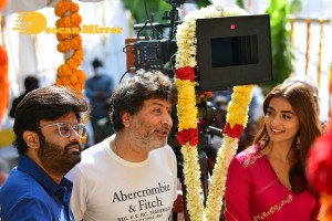 Namrata claps the first shot with Pooja Hegde for Mahesh Babu’s third film with Trivikram Srinivas