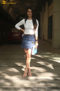 actress mahima makwana beautiful in a denim mini skirt
