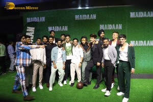 Maidaan Special Screening attended by Ajay Devgn, Priyamani, Janhvi Kapoor, Pooja Hegde, and others