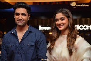 Adavi Sesh, Saiee Manjrekar and Sobhita Dhulipala attend the Teaser Launch Event of their upcoming movie Major