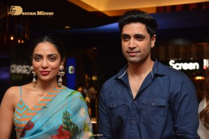 Adavi Sesh, Saiee Manjrekar and Sobhita Dhulipala attend the Teaser Launch Event of their upcoming movie Major