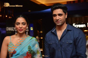 Adavi Sesh, Saiee Manjrekar and Sobhita Dhulipala attend the Teaser Launch Event of their upcoming movie Major