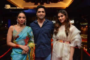 Adavi Sesh, Saiee Manjrekar and Sobhita Dhulipala attend the Teaser Launch Event of their upcoming movie Major