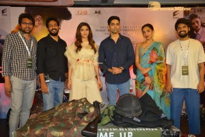 Adavi Sesh, Saiee Manjrekar and Sobhita Dhulipala attend the Teaser Launch Event of their upcoming movie Major