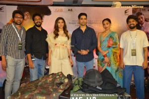Adavi Sesh, Saiee Manjrekar and Sobhita Dhulipala attend the Teaser Launch Event of their upcoming movie Major