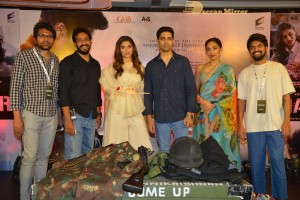 Adavi Sesh, Saiee Manjrekar and Sobhita Dhulipala attend the Teaser Launch Event of their upcoming movie Major