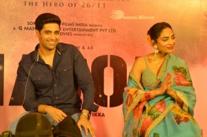 Adavi Sesh, Saiee Manjrekar and Sobhita Dhulipala attend the Teaser Launch Event of their upcoming movie Major