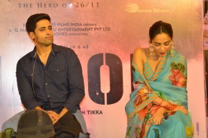 Adavi Sesh, Saiee Manjrekar and Sobhita Dhulipala attend the Teaser Launch Event of their upcoming movie Major