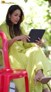 actress malaika arora stunning in a green dress at environment event