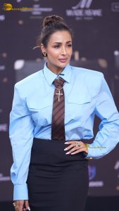 actress malaika arora sexy in a blue shirt