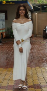 actress Malavika Mohanan stunning in a white shoulderless dress