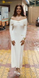 actress Malavika Mohanan stunning in a white shoulderless dress