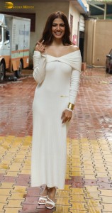 actress Malavika Mohanan stunning in a white shoulderless dress