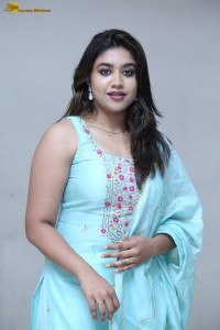 actress Malavika Satheesan cute in a light blue salwar dress