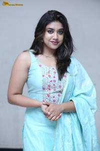 actress Malavika Satheesan cute in a light blue salwar dress