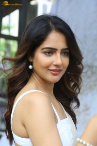 actress Malvi Malhotra in a noodle strap blouse and white saree