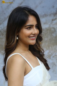 actress Malvi Malhotra in a noodle strap blouse and white saree