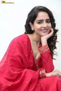 actress Malvi Malhotra cute photoshoot in a red salwar