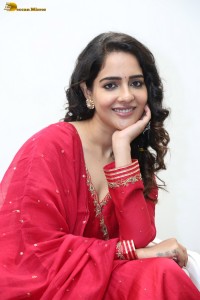 actress Malvi Malhotra cute photoshoot in a red salwar