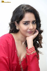 actress Malvi Malhotra cute photoshoot in a red salwar
