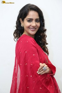 actress Malvi Malhotra cute photoshoot in a red salwar