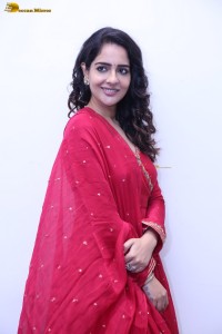 actress Malvi Malhotra cute photoshoot in a red salwar