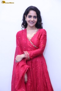 actress Malvi Malhotra cute photoshoot in a red salwar