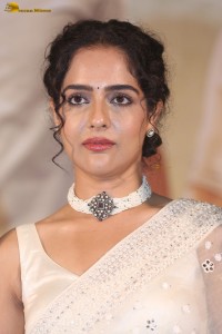 actress Malvi Malhotra beautiful in a white saree at a movie function