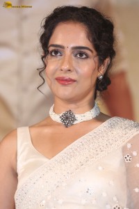 actress Malvi Malhotra beautiful in a white saree at a movie function