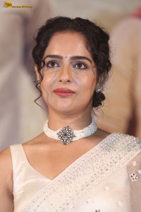 actress Malvi Malhotra beautiful in a white saree at a movie function