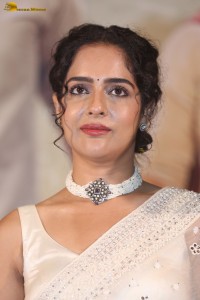 actress Malvi Malhotra beautiful in a white saree at a movie function