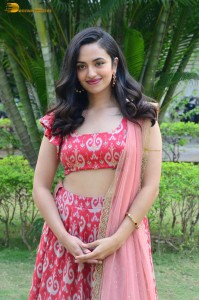 south actress malvika nair in a red lehenga choli