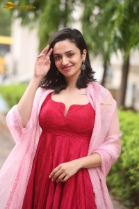 indian actress malvika nair cute looks in a red dress