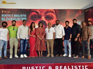 Mangalavaram Success Meet attended by Payal Rajput, Swathi Reddy, Suresh Varma, and Dil Raju