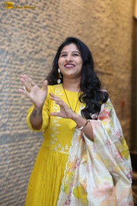 Singer Mangli in a yellow salwar dress