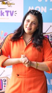 actress mannara chopra hot in a orange dress