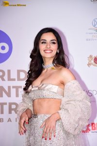 bollywood actress and former miss world Manushi Chhillar dazzles in a white dress