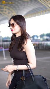 former miss world and bollywood actress manushi chhillar chic look in sunglasses at airport