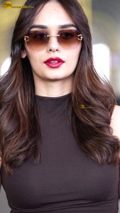 former miss world and bollywood actress manushi chhillar chic look in sunglasses at airport