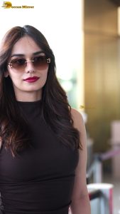former miss world and bollywood actress manushi chhillar chic look in sunglasses at airport