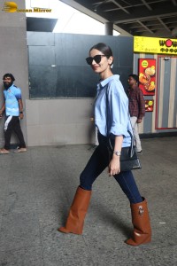 Former Miss World and Bollywood actress Manushi Chhillar spotted at airport in denim