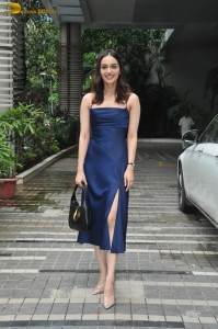 miss universe and bollywood actress manushi chhillar beautiful in a shoulderless blue dress