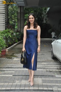 miss universe and bollywood actress manushi chhillar beautiful in a shoulderless blue dress