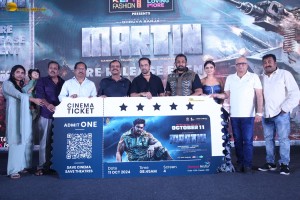 Martin Pre-Release Function attended by Dhruva Sarja, Arjun Sarja, and Vaibhavi Shandilya