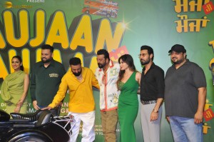 Maujaan Hi Maujaan Screening attended by Gippy Grewal, Tanu Grewal, Binnu Dhillon, Karamjit Anmol, Hashneen Chauhan, and Sanjay Dutt